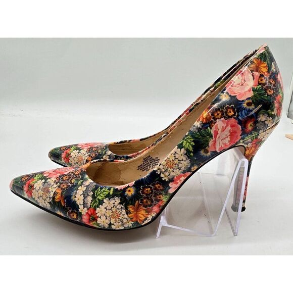 Nine West Floral High Heels Size 8.5M Man Made Material Round Toe - Picture 4 of 9